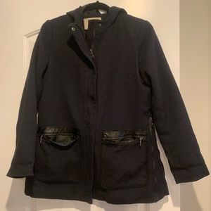 Banana republic navy hooded jacket coat with black detail